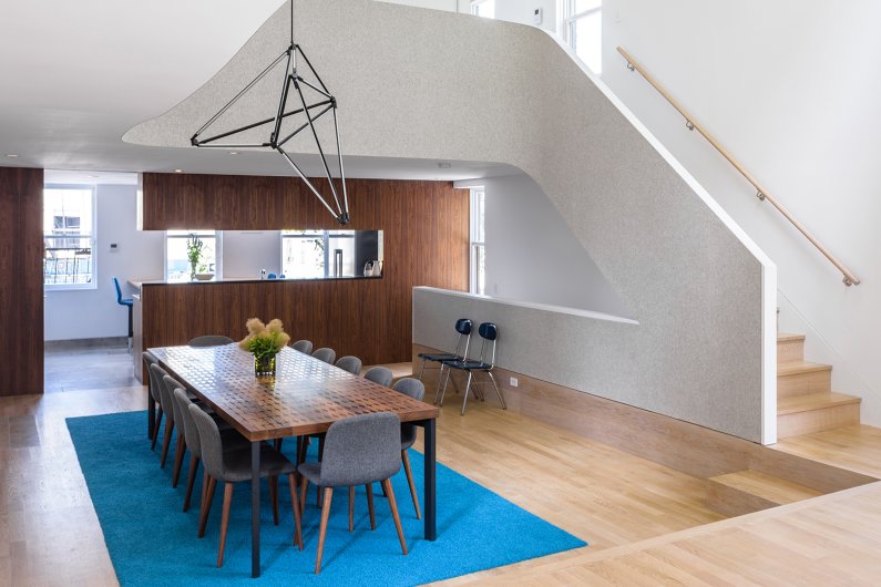 Grey felt-lined staircase in private residence